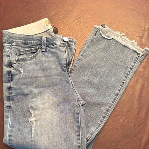 Democracy Light Blue Distressed Ankle Jeans